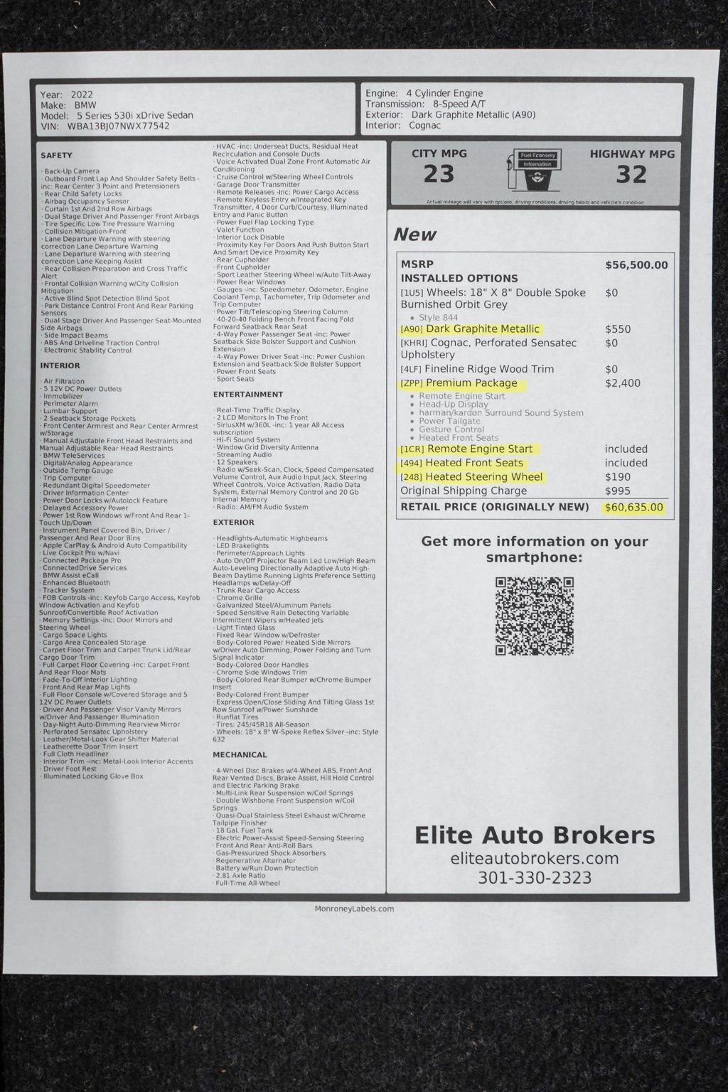 Used 2022 BMW 530i xDrive w/ Premium Package image 54