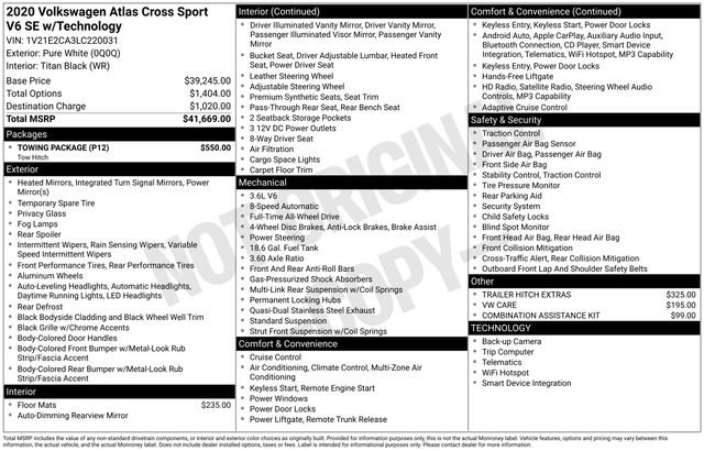 Used 2020 Volkswagen Atlas Cross Sport SE w/ Towing Package image 51