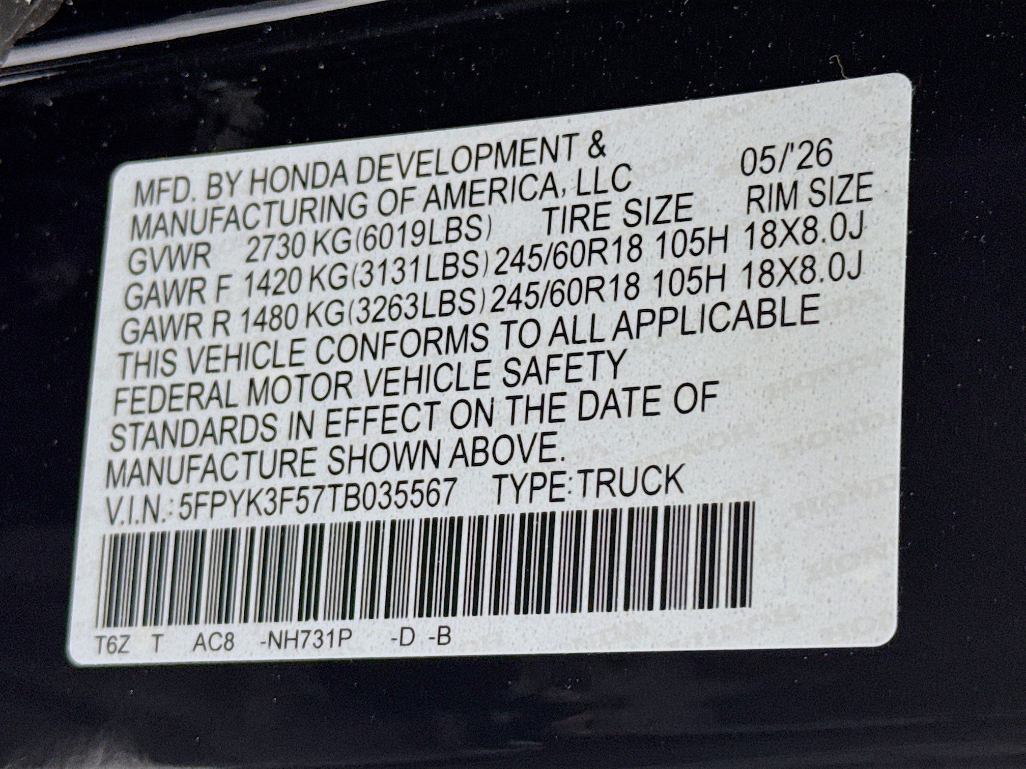 New 2026 Honda Ridgeline RTL image 31