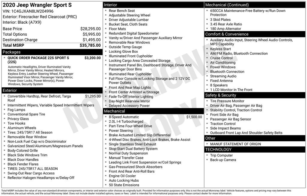 Used 2020 Jeep Wrangler Sport image 4