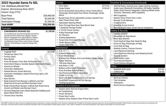 Used 2022 Hyundai Santa Fe SEL w/ Convenience Package FWD image 39