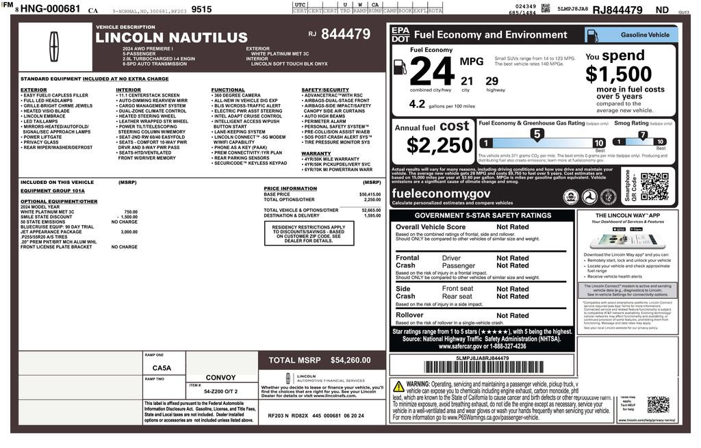 Used 2024 Lincoln Nautilus Premier w/ Jet Appearance Package image 4