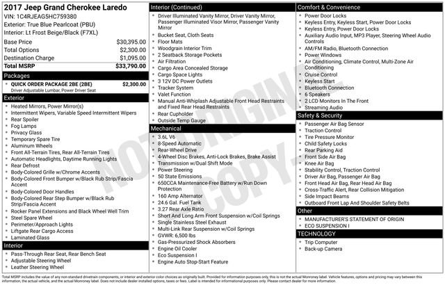 Used 2017 Jeep Grand Cherokee Laredo w/ Quick Order Package 2BE image 7