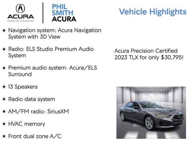 Certified 2023 Acura TLX w/ Technology Package image 5
