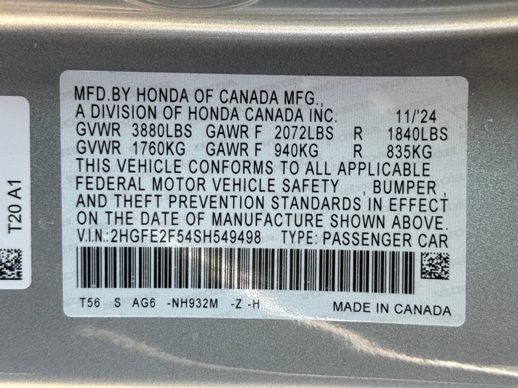 Certified 2025 Honda Civic Sport image 27