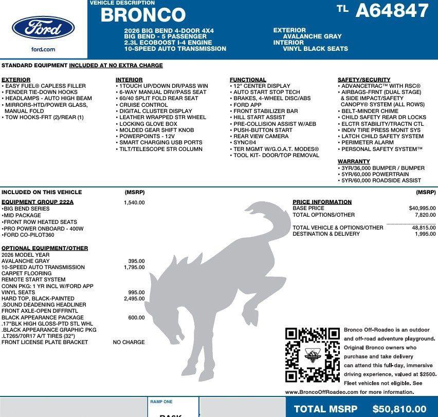 New 2026 Ford Bronco Big Bend image 2