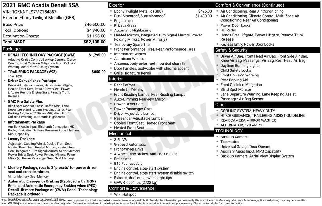 Used 2021 GMC Acadia Denali w/ Denali Technology Package FWD image 41