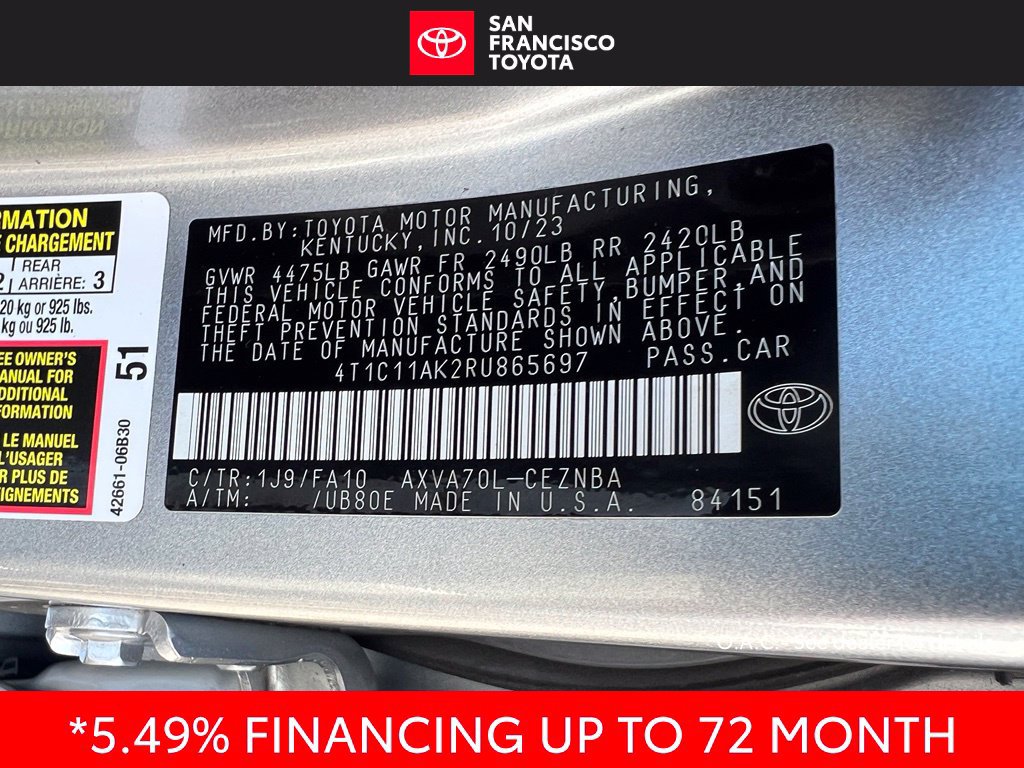 Certified 2024 Toyota Camry LE FWD image 39