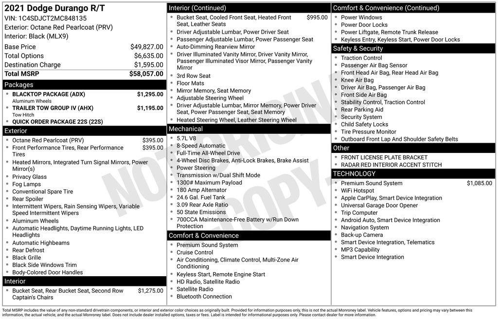 Used 2021 Dodge Durango R/T w/ Blacktop Package AWD/4WD image 36