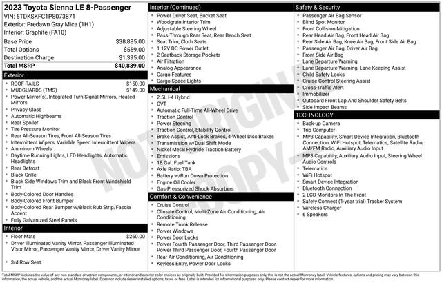 Used 2023 Toyota Sienna LE AWD/4WD image 10