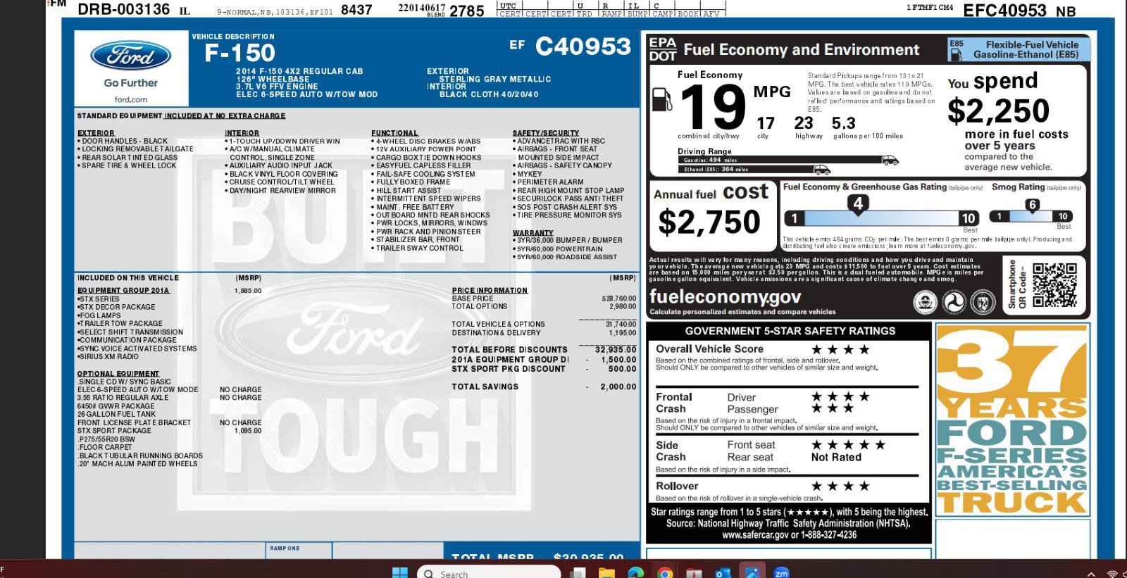 Used 2014 Ford F150 STX w/ Equipment Group 201A Mid image 4