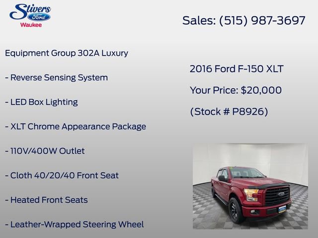 Used 2016 Ford F150 XLT w/ Equipment Group 302A Luxury image 15