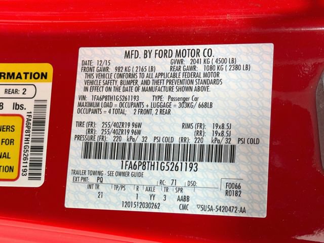 Used 2016 Ford Mustang Coupe w/ Wheel & Stripe Package RWD image 30