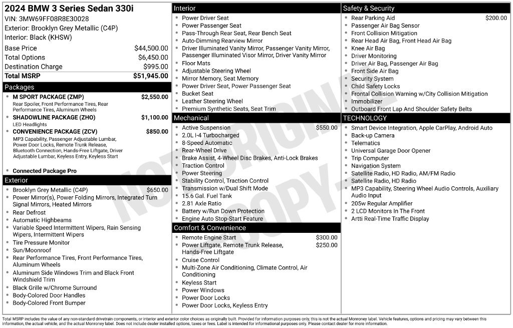 Used 2024 BMW 330i Sedan w/ M Sport Package RWD image 5