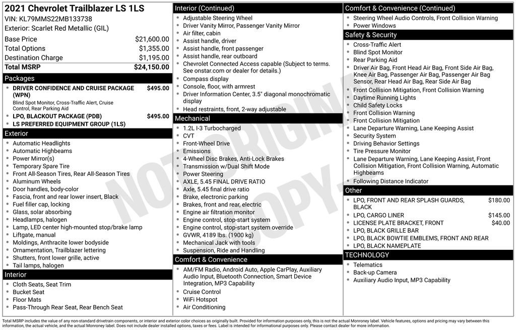 Used 2021 Chevrolet TrailBlazer LS w/ LPO, Blackout Package FWD image 32