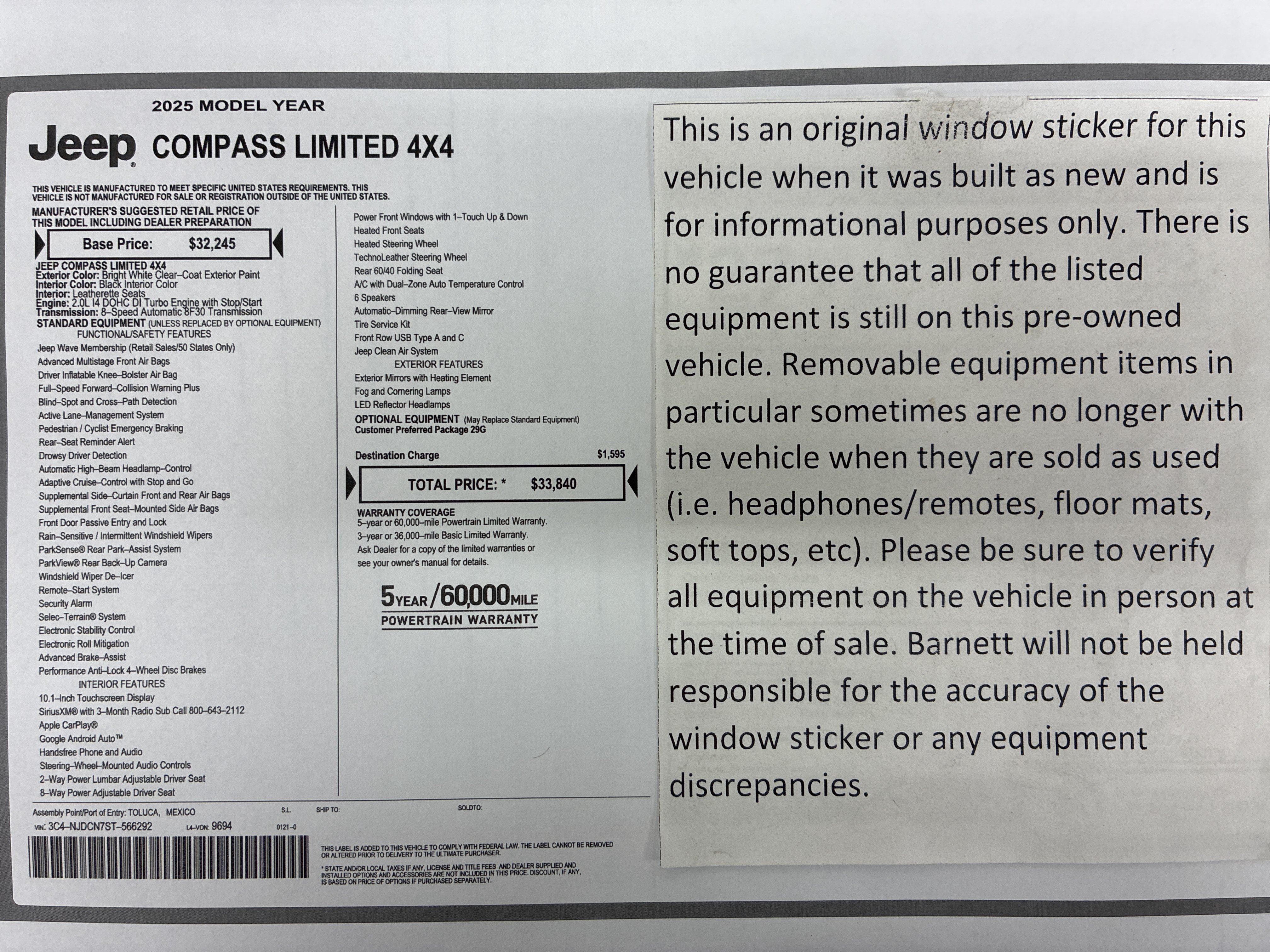 Certified 2025 Jeep Compass Limited AWD/4WD image 2