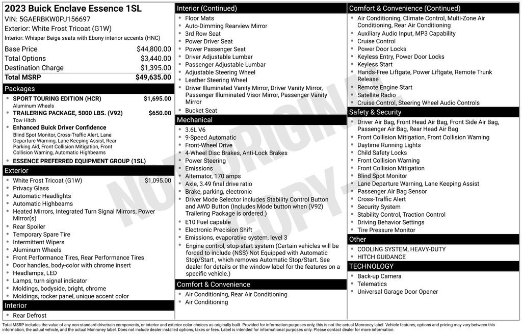 Used 2023 Buick Enclave Essence w/ Sport Touring Edition FWD image 47