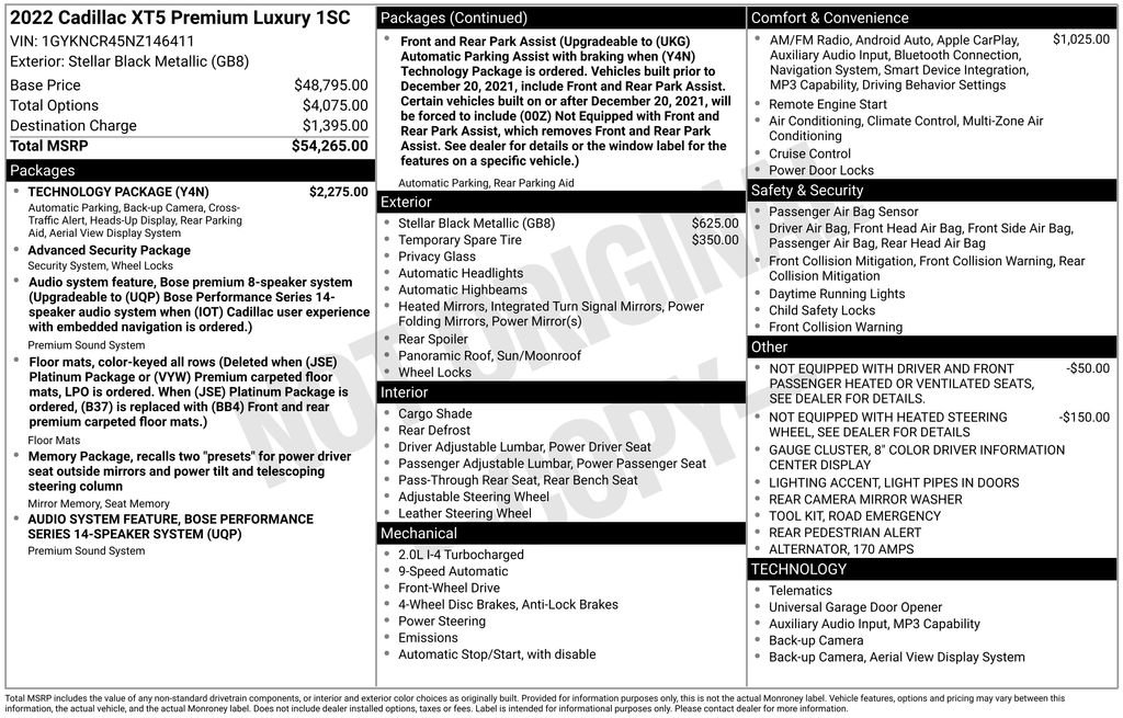 Used 2022 Cadillac XT5 Premium Luxury w/ Technology Package image 61