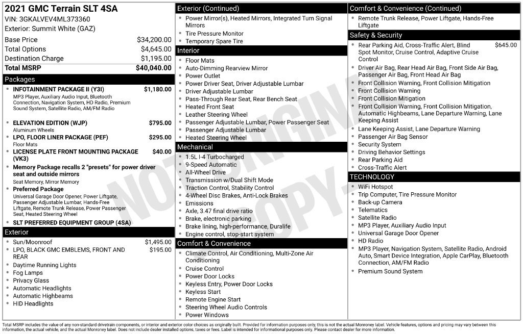Used 2021 GMC Terrain SLT w/ Infotainment Package II AWD/4WD image 40
