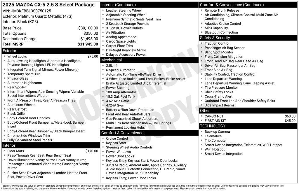 New 2025 MAZDA CX-5 AWD 2.5 S w/ Select Package image 3