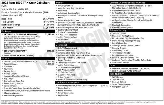 Used 2022 RAM 1500 TRX w/ TRX Level 1 Equipment Group AWD/4WD image 33