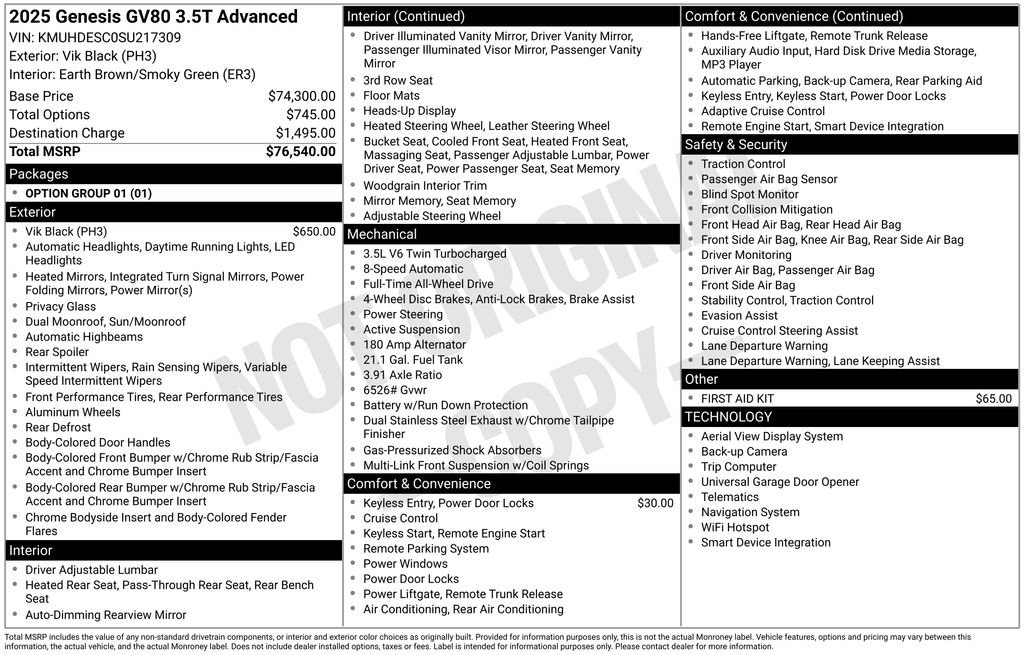 Used 2025 Genesis GV80 3.5T Advanced image 43