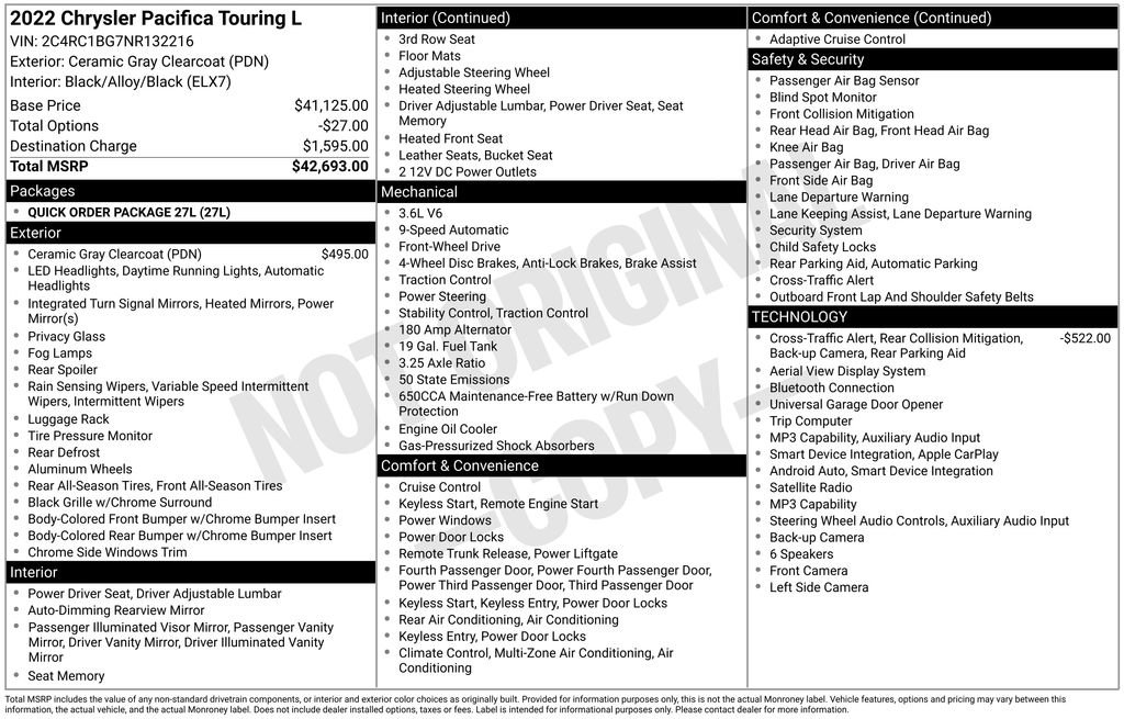 Used 2022 Chrysler Pacifica Touring-L FWD image 2