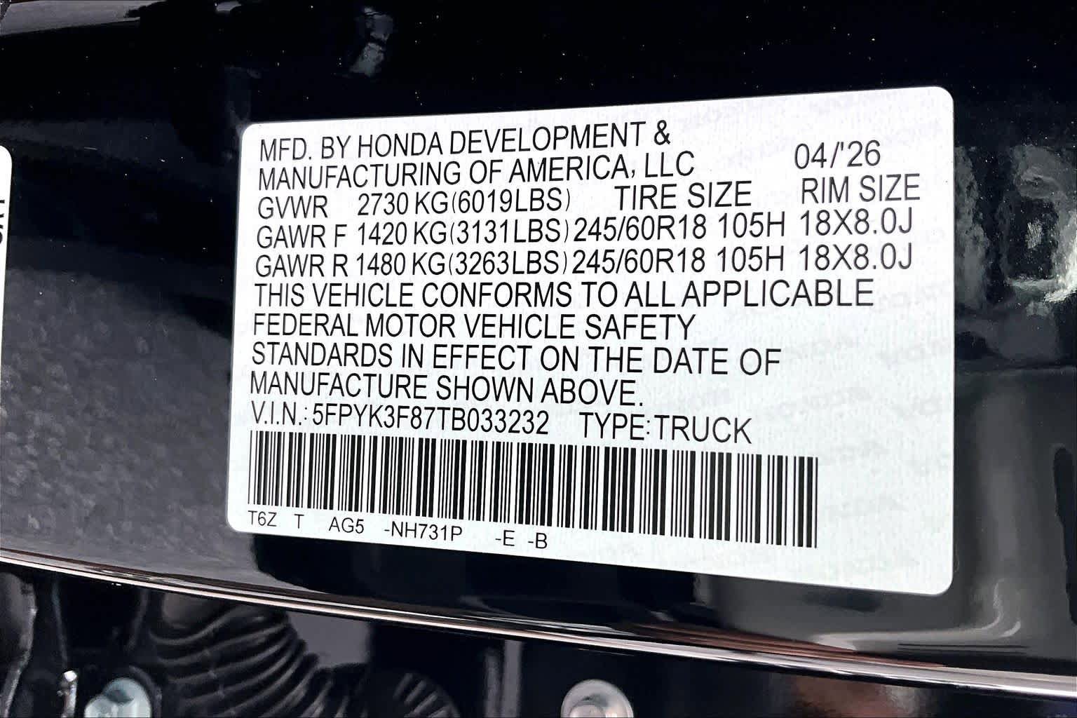 New 2026 Honda Ridgeline Black Edition image 18