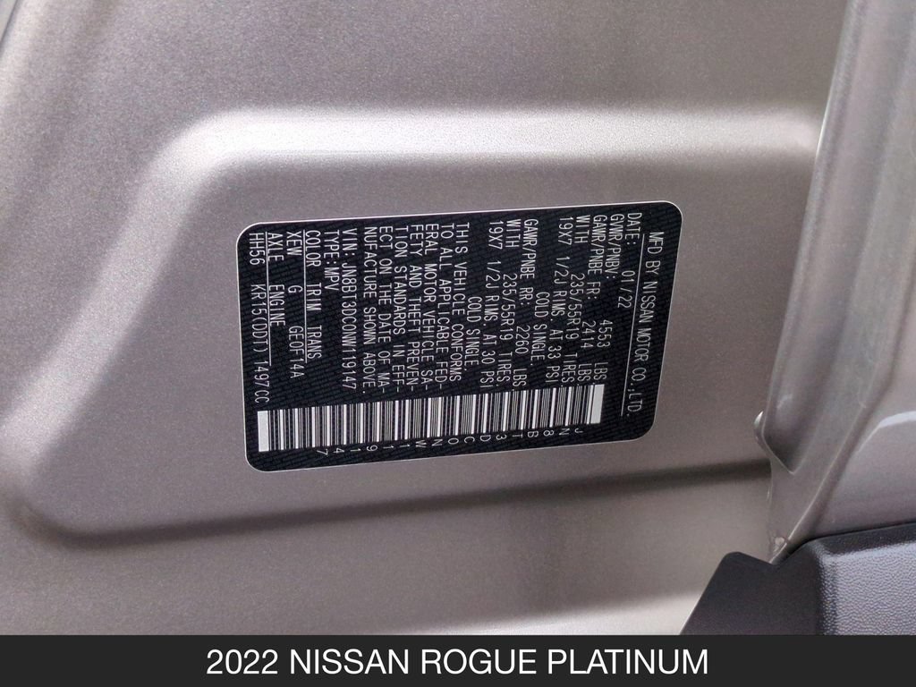 Used 2022 Nissan Rogue Platinum w/ Head-Up Display Package FWD image 27