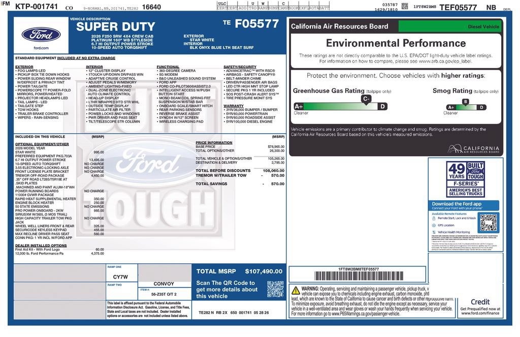 New 2026 Ford F250 Platinum w/ Tremor Off-Road Package AWD/4WD image 23