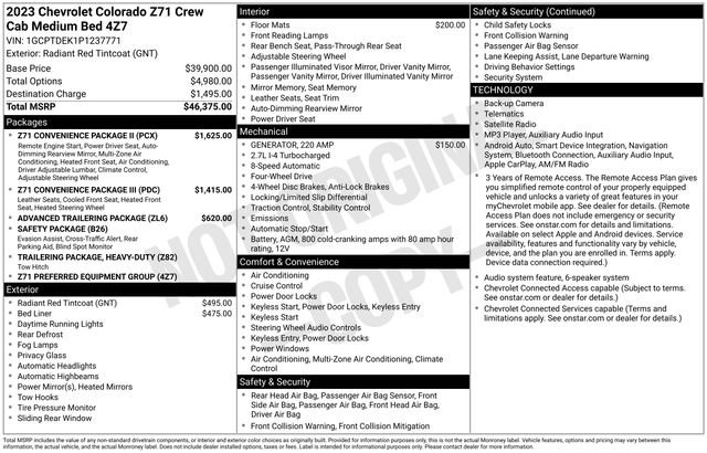 Certified 2023 Chevrolet Colorado Z71 w/ Z71 Convenience Package 2 AWD/4WD image 6