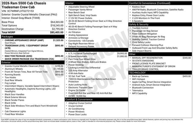 New 2026 RAM 5500 Tradesman w/ Chrome Appearance Group AWD/4WD image 33