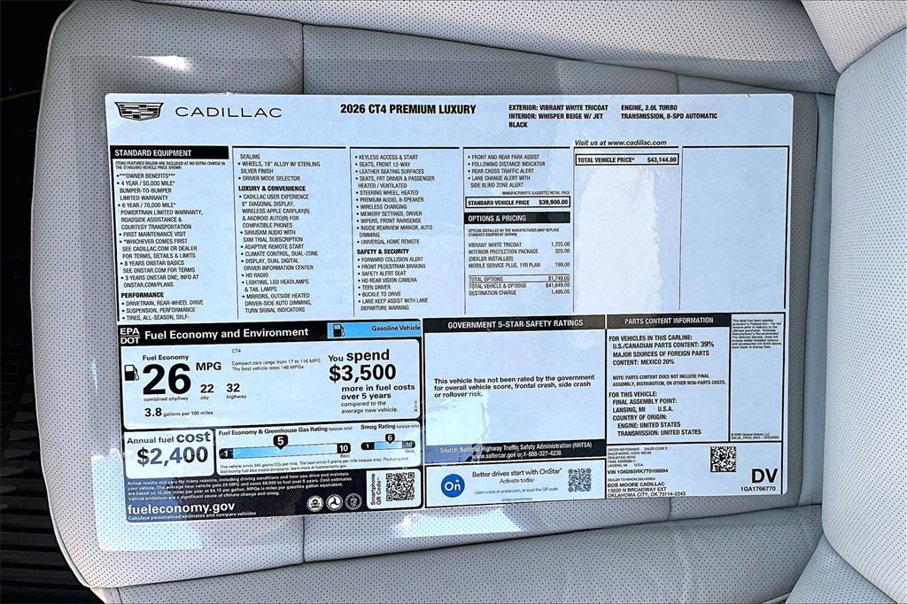 New 2026 Cadillac CT4 Premium Luxury image 14