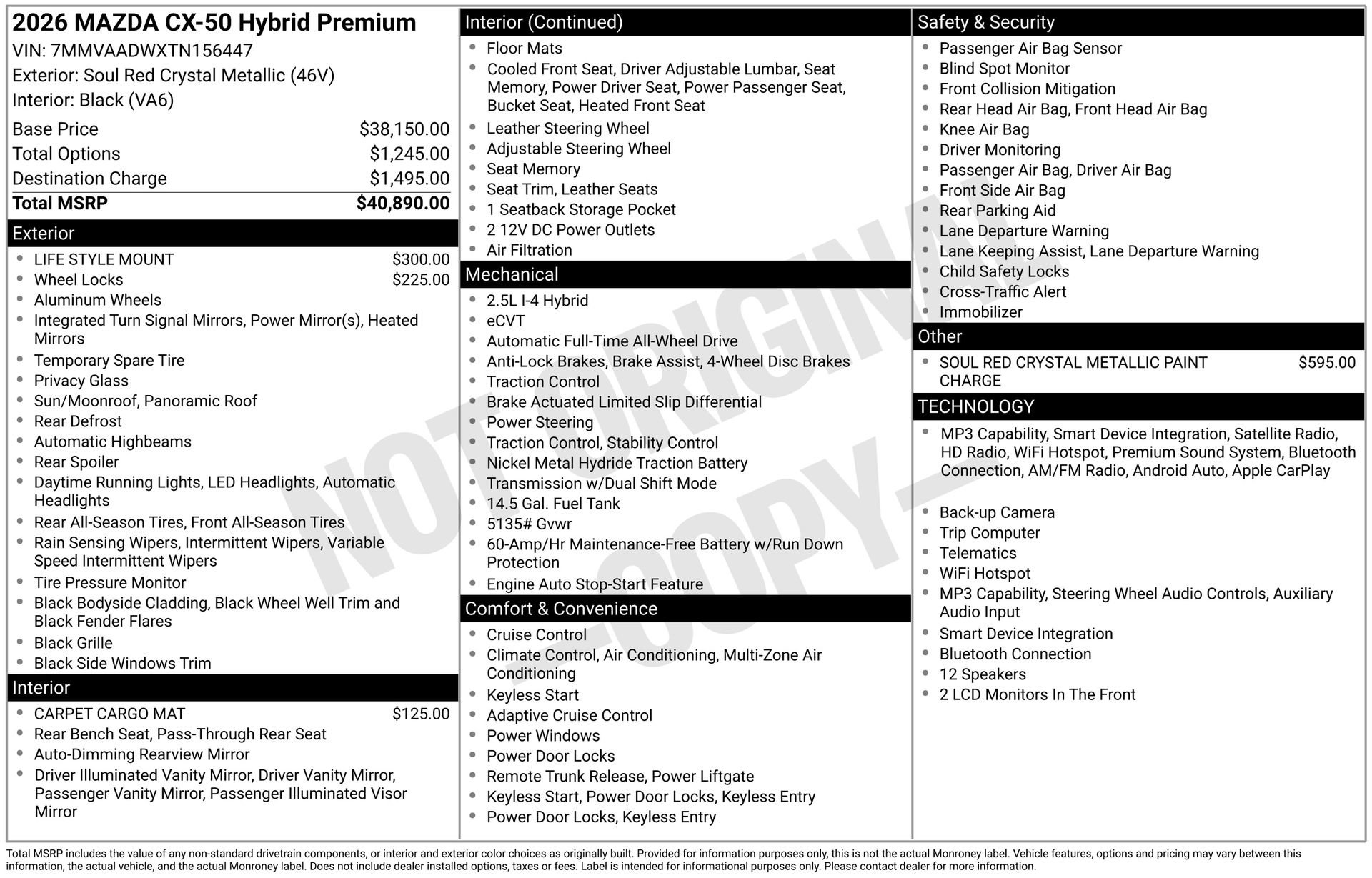 Used 2026 MAZDA CX-50 AWD 2.5 Hybrid w/ Premium Pkg image 5