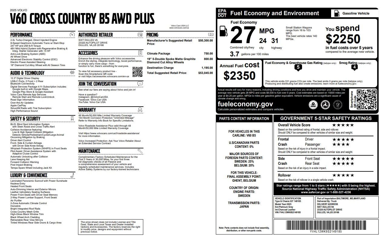 Used 2025 Volvo V60 B5 Cross Country Plus image 22
