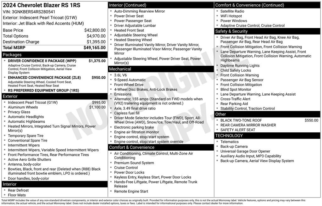 Certified 2024 Chevrolet Blazer RS w/ Driver Confidence II Package FWD image 7
