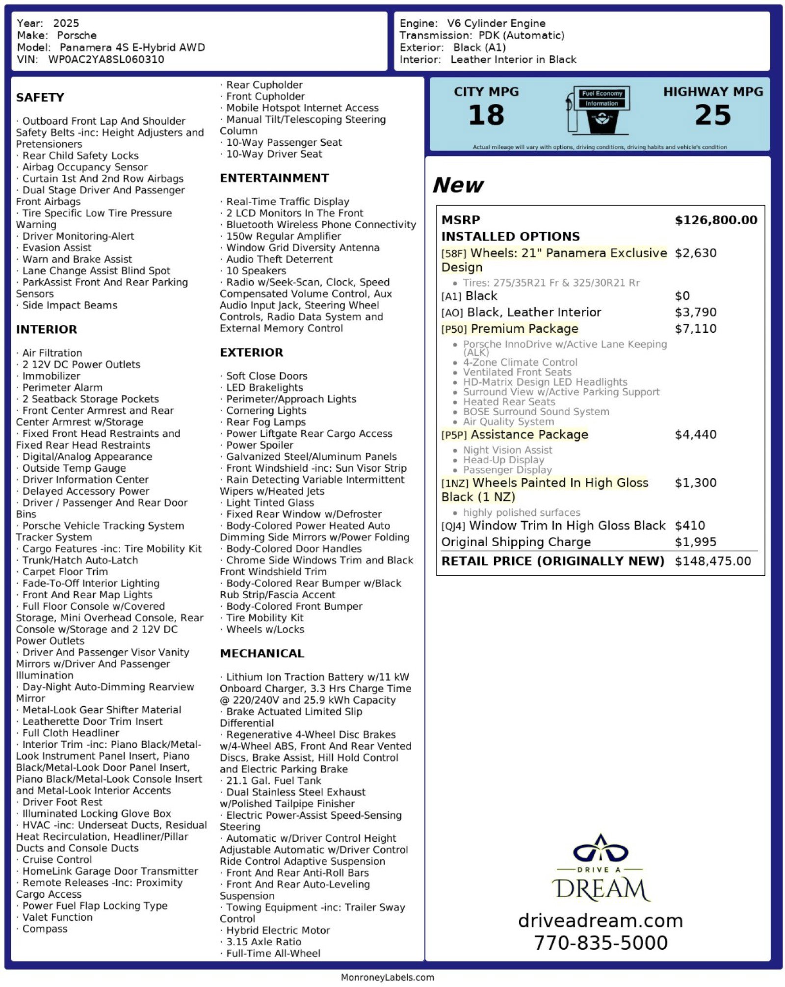 Used 2025 Porsche Panamera 4S w/ Premium Package image 65