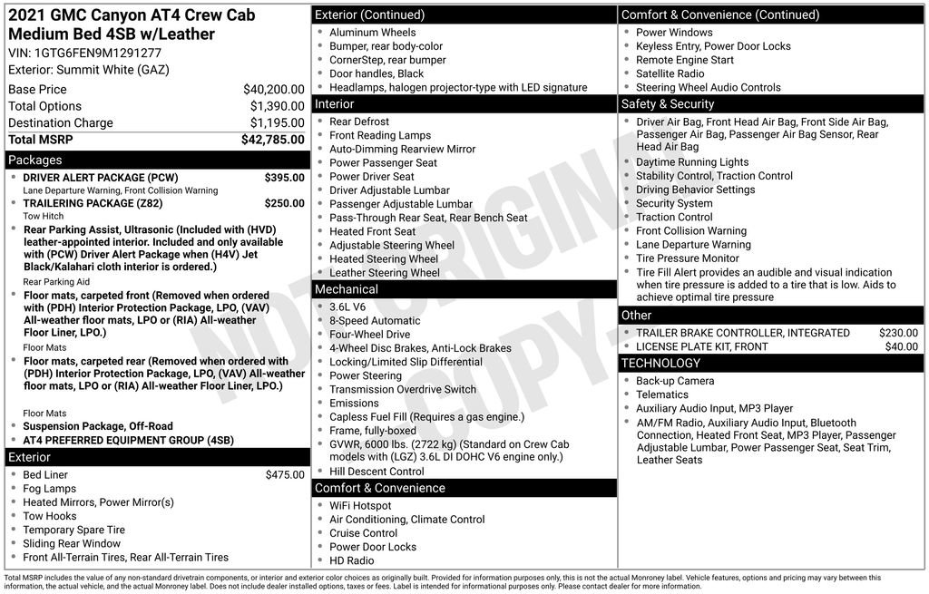Used 2021 GMC Canyon AT4 w/ Driver Alert Package image 21