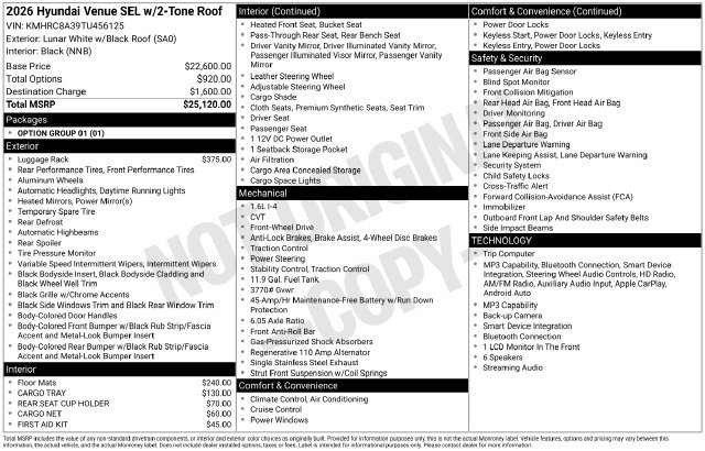 New 2026 Hyundai Venue SEL FWD image 11