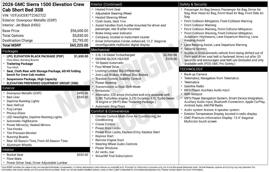 New 2026 GMC Sierra 1500 Elevation w/ LPO, Elevation Black Package AWD/4WD image 40