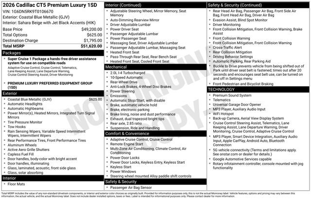 New 2026 Cadillac CT5 Premium Luxury RWD image 4