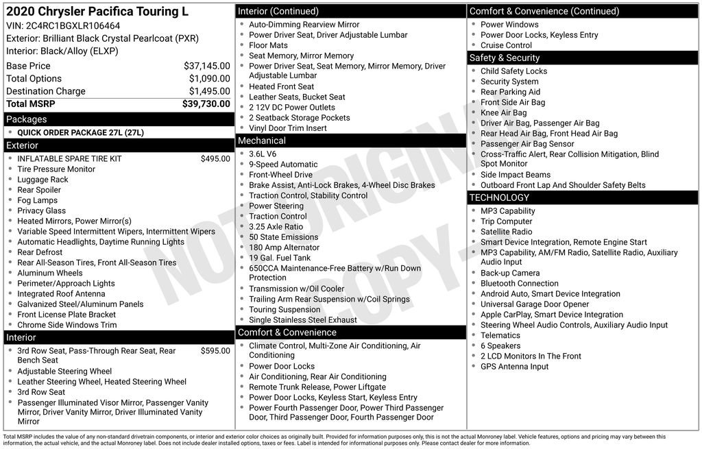 Used 2020 Chrysler Pacifica Touring-L FWD image 31