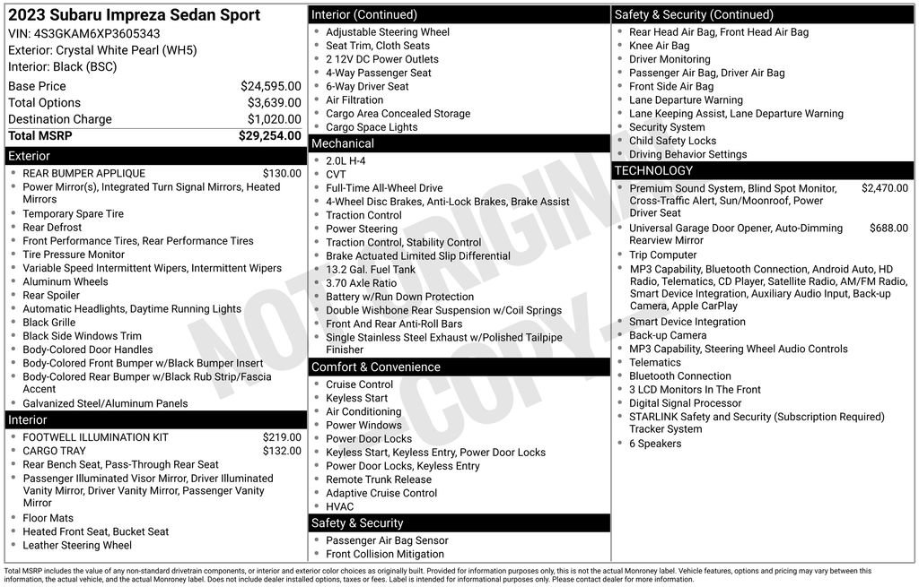 Certified 2023 Subaru Impreza 2.0i Sport AWD/4WD image 19