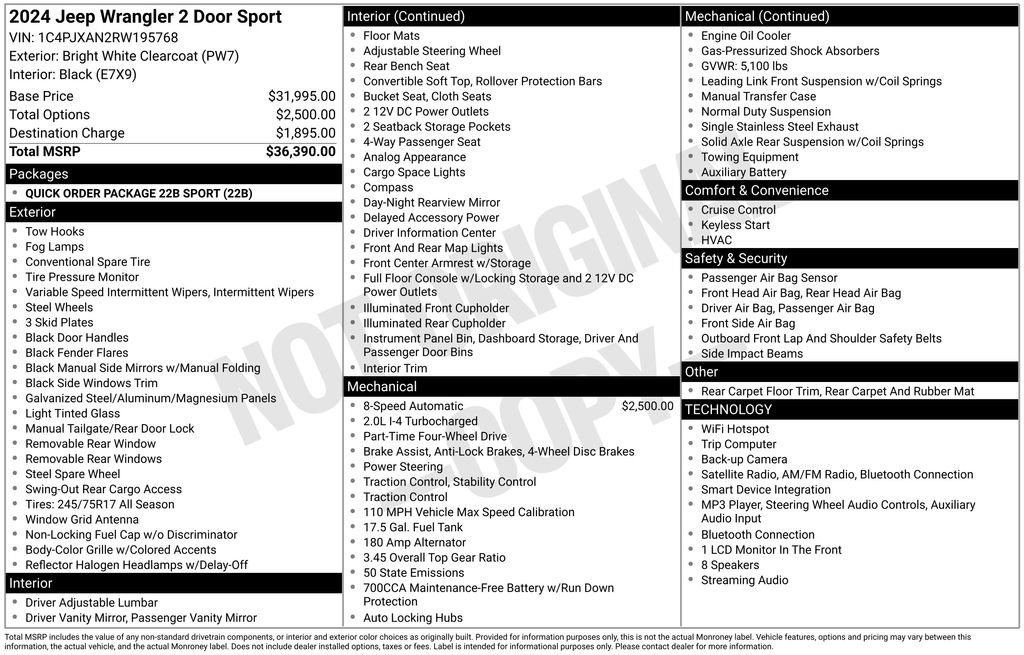 Used 2024 Jeep Wrangler Sport AWD/4WD image 6
