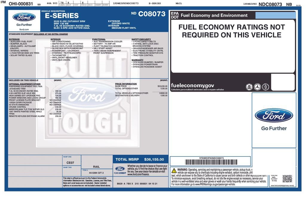 Used 2022 Ford E-350 and Econoline 350 Super Duty w/ Power Windows & Locks Group image 2