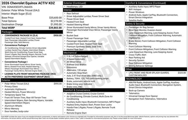 New 2026 Chevrolet Equinox ACTIV w/ Convenience Package III image 2