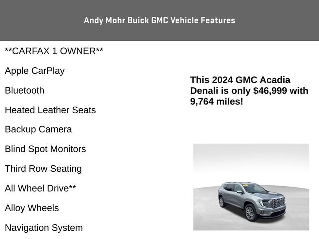 Used 2024 GMC Acadia Denali w/ LPO, Floor Liner Package image 4
