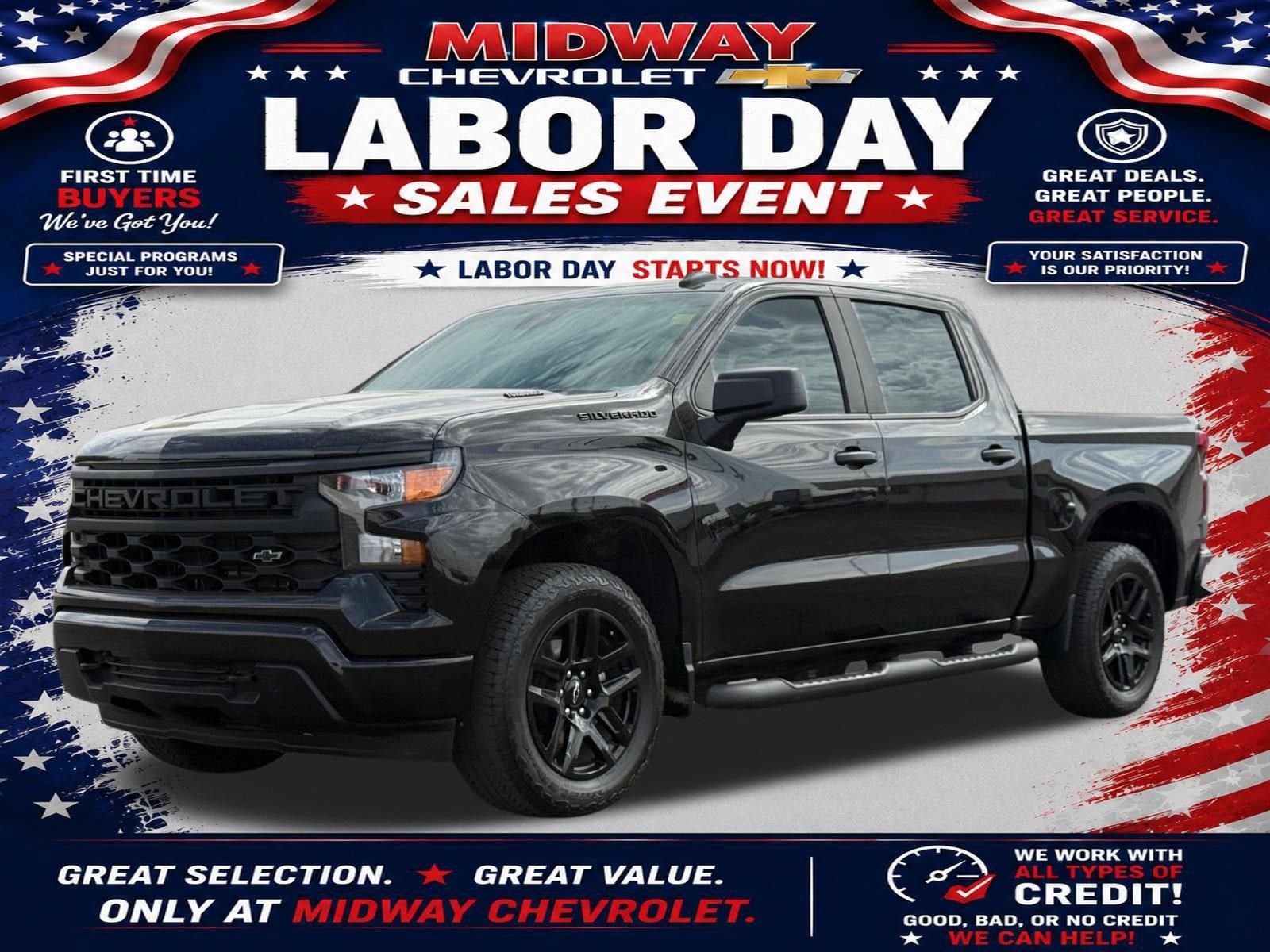 Used 2025 Chevrolet Silverado 1500 Custom w/ Turbomax Blackout Package RWD image 1