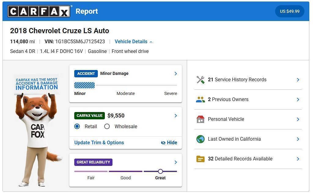 Used 2018 Chevrolet Cruze LS FWD image 2
