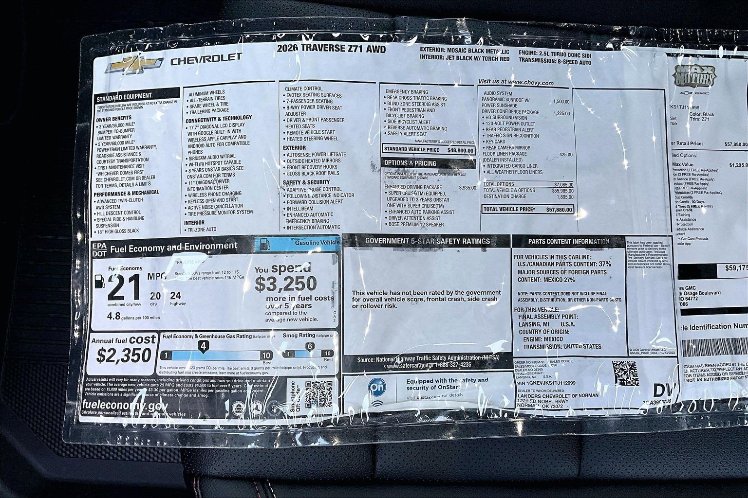 New 2026 Chevrolet Traverse Z71 w/ Enhanced Driving Package image 14